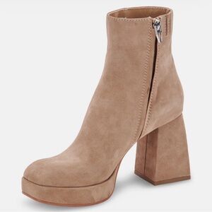 New Dolce Vita Ulyses Mushroom Suede Chunky Platform Heel Boots